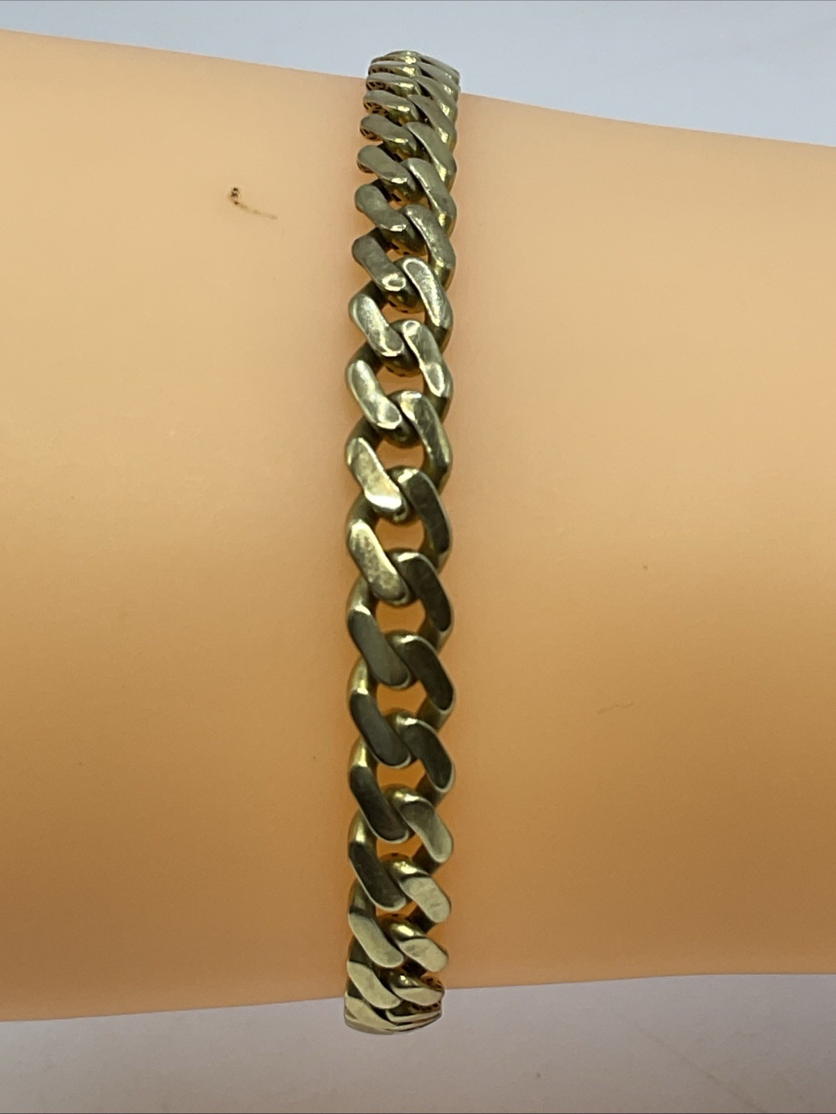 MONACO CHAIN CLASSIC Bracelet 10K Yellow Gold Diamond Cut CUBAN Link UNISEX 6.9g