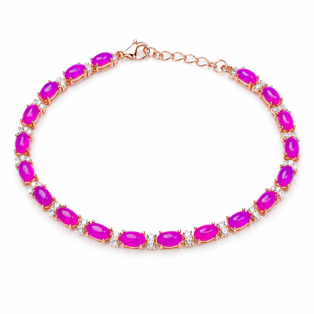 Natural Purple Fire Opal Tennis Bracelet 3x5mm 925 Sterling Silver Adjustable