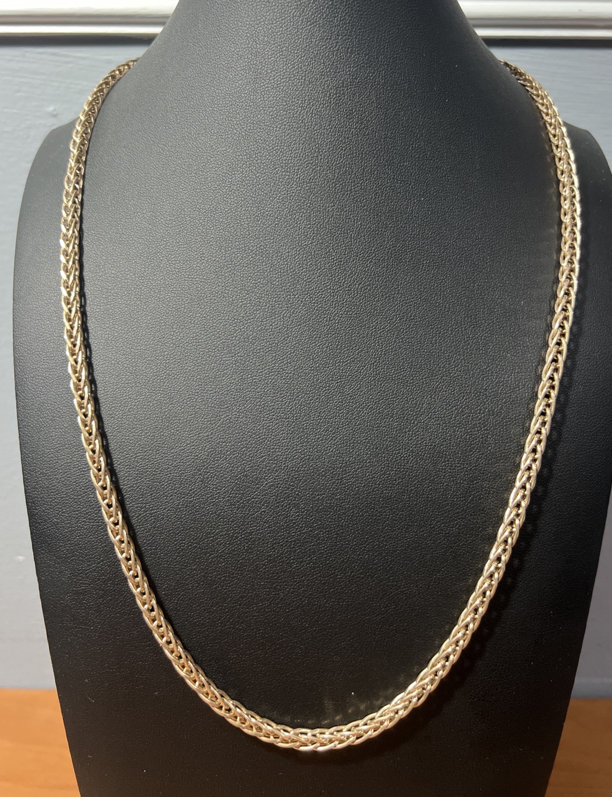 10K Yellow Gold 5mm Wheat Palm Foxtail Franco Box Spiga Chain Necklace 24”