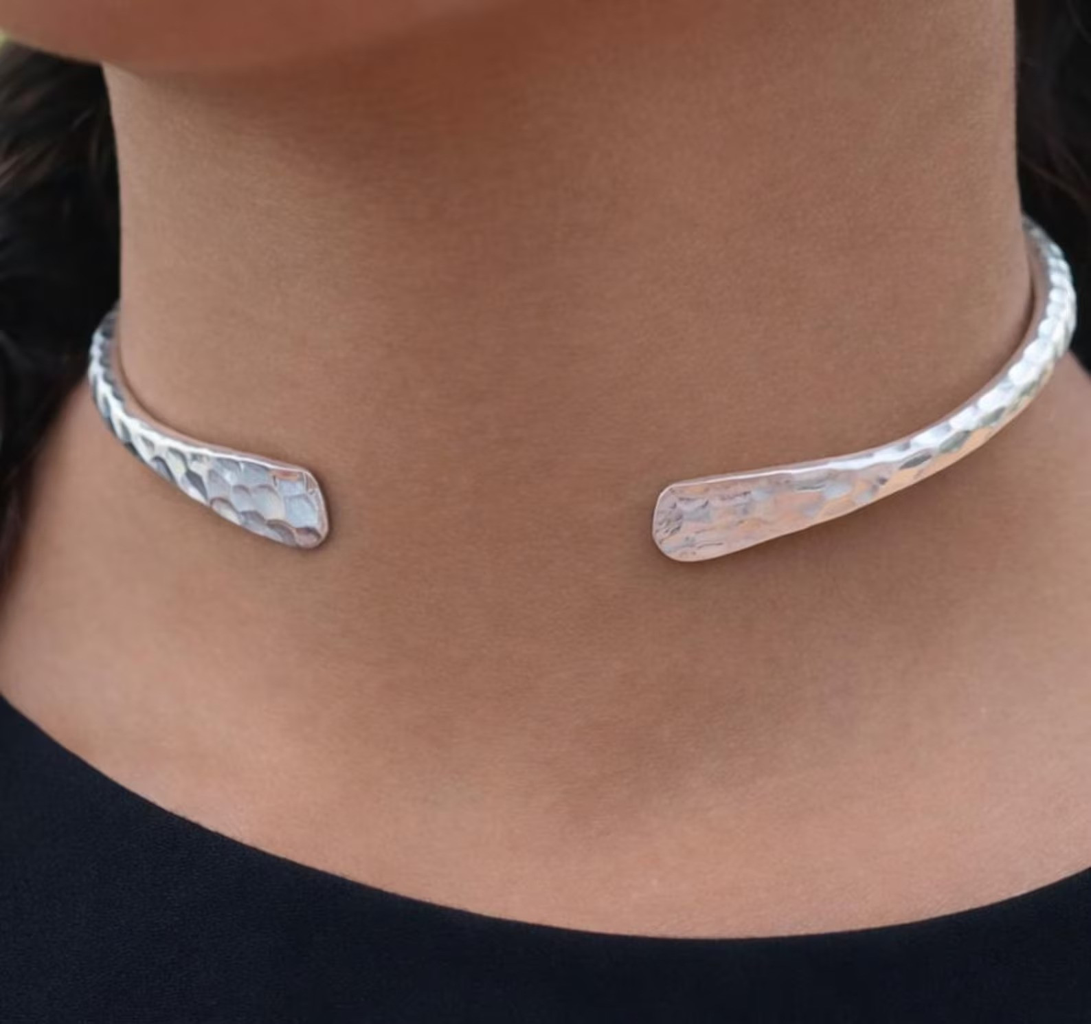 Solid Neck Collar, 925 Sterling Silver Choker, Tribal Statement Jewelry, Braided