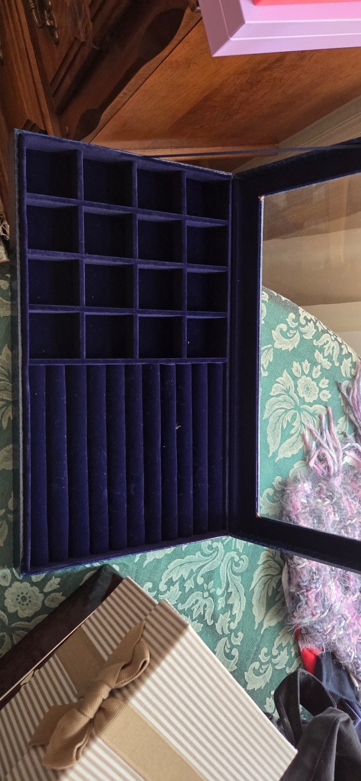 Ring Boxes W/ Window & LusterLoc dark blue Faux Leather jtv jewelrylove