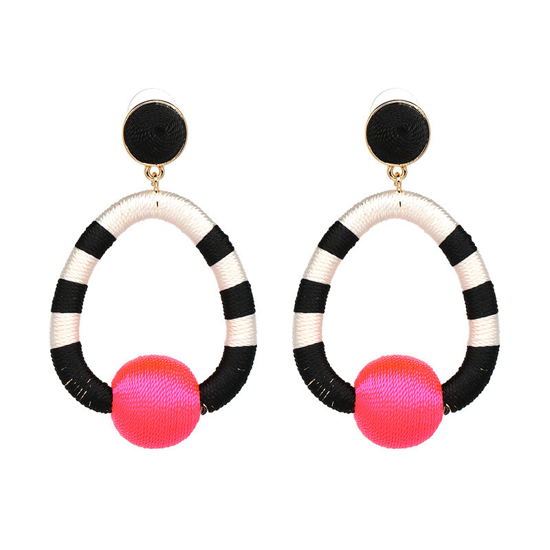 Kv8zt Women’s Big Style Polyester Thread Handcrafted MARIELA HOOP Drop EARRINGS