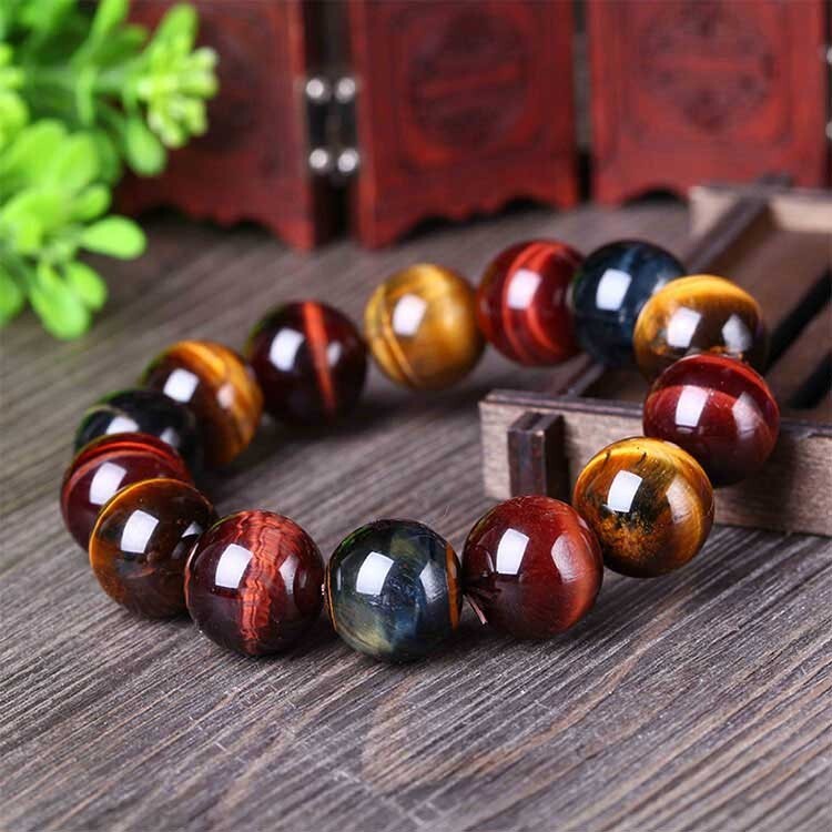 8mm Multicolor Tiger Eye Bracelet Healing Reiki Gift Unisex Jewelry Good Luck