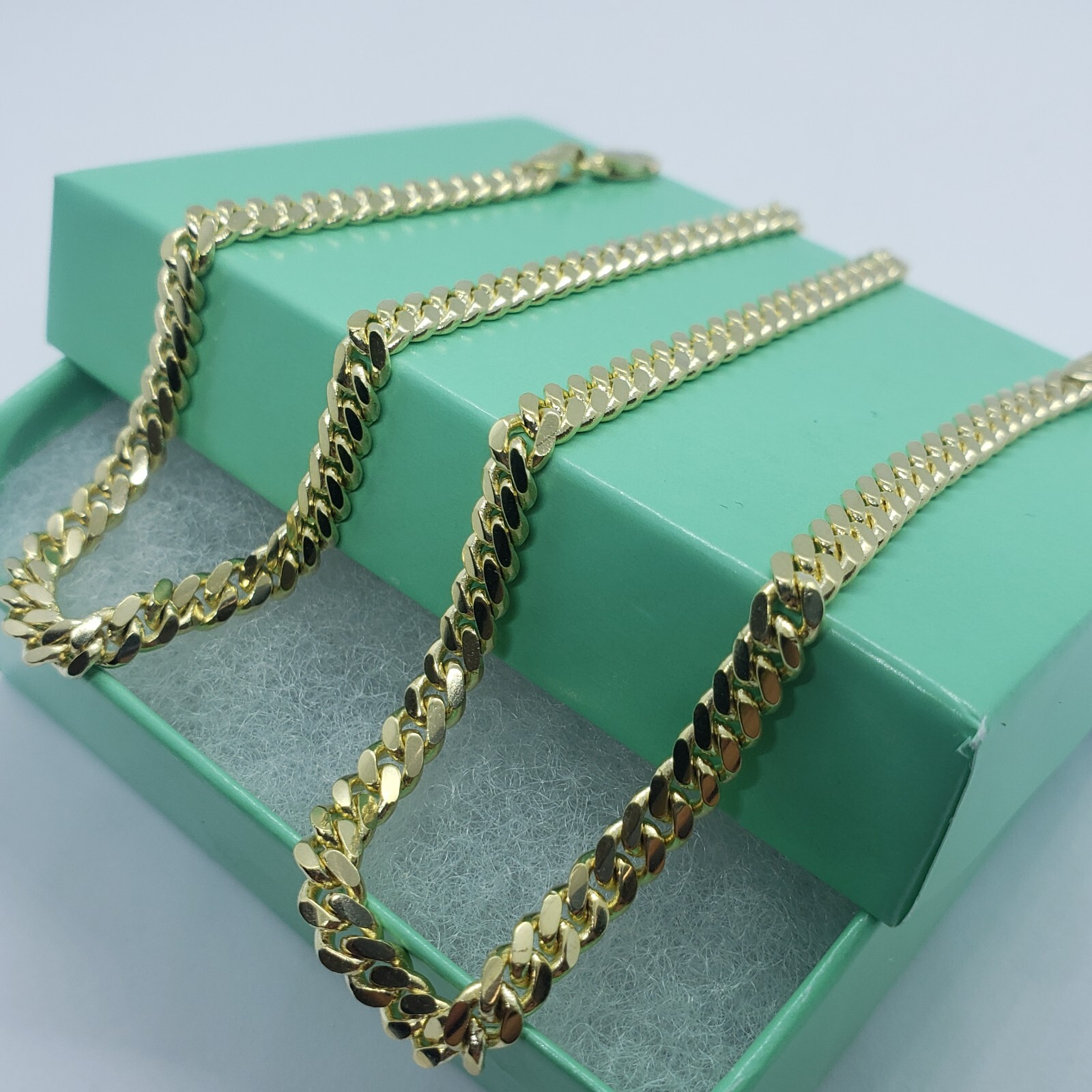 10K SOLID YELLOW GOLD 4mm Width MIAMI CUBAN LINK CHAIN Necklace Length 20″ – 30″