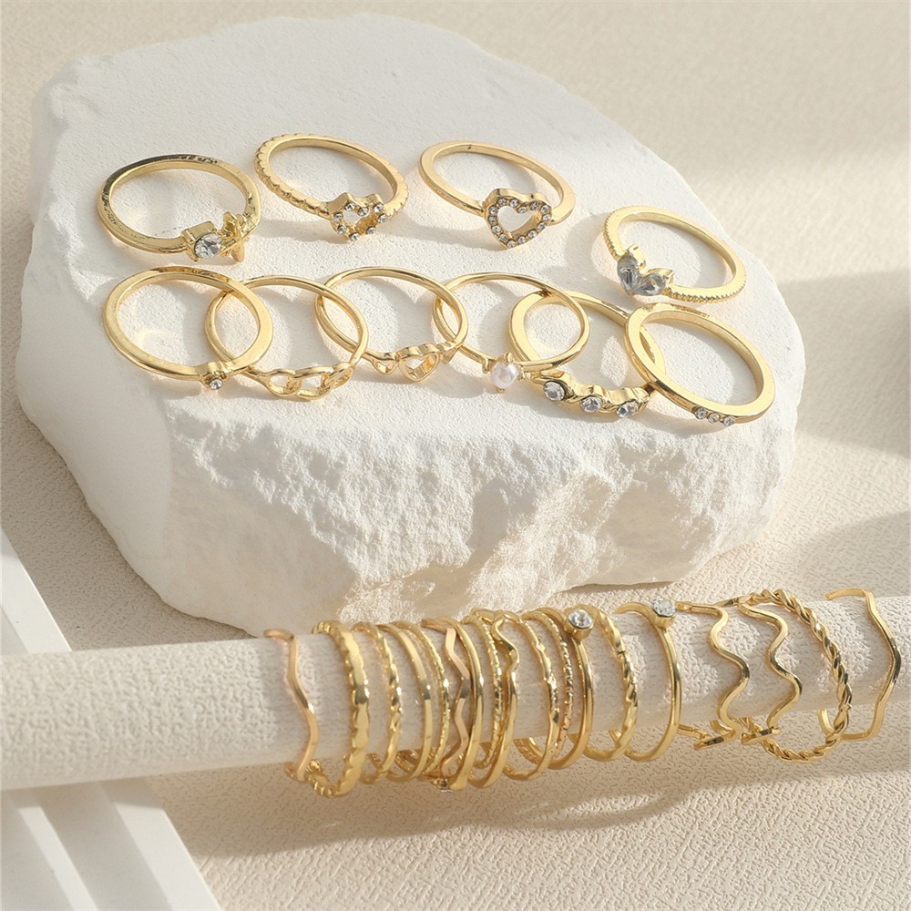 28pcs CZ Stacking Rings Set – Zinc Alloy, Daily & Party Wear, Gift for Women