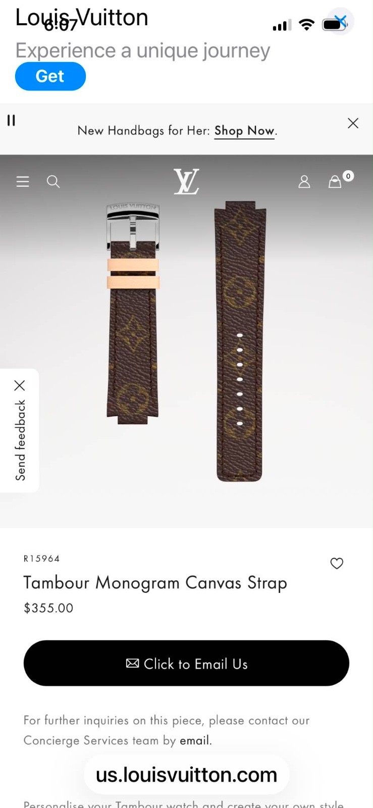 Louis Vuitton watch band strap