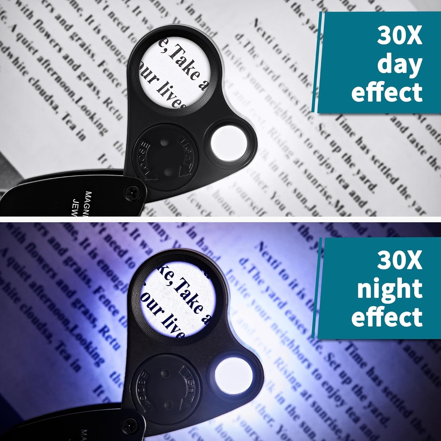 30X 60X Illuminated Jewelers Loupe Magnifier, Foldable Jewelry Magnifier with…