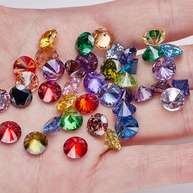 Full Size Round Multicolor Loose Cubic Zirconia AAAAA Stone Gemstone for Jewelry
