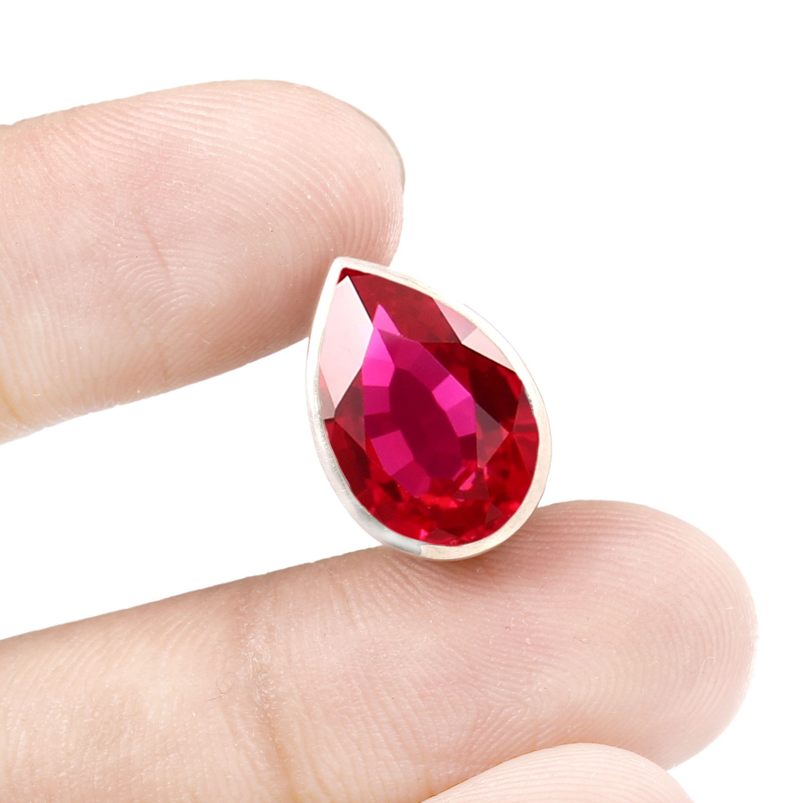 Fine Quality Flawless Burma Ruby Pendant, 925 Sterling Silver, 12×8 MM Pear