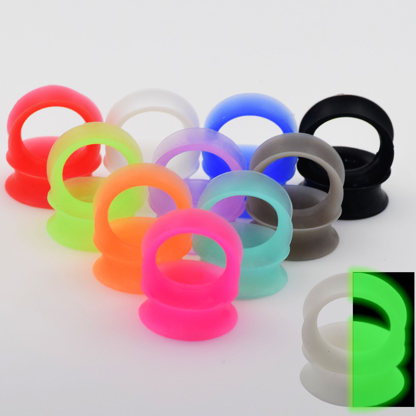 20-100PCS Kit Thin Flesh Tunnel Set Colorful Silicone Ear Gauges Soft Ear Plugs