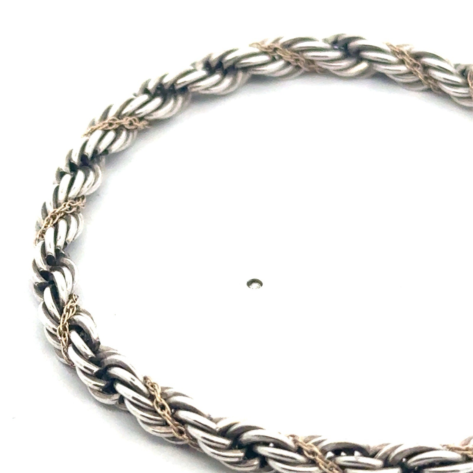 7.5” x 5mm 925 Sterling Silver & 14k Gold Twisted Chain Rope Bracelet, 13.3g