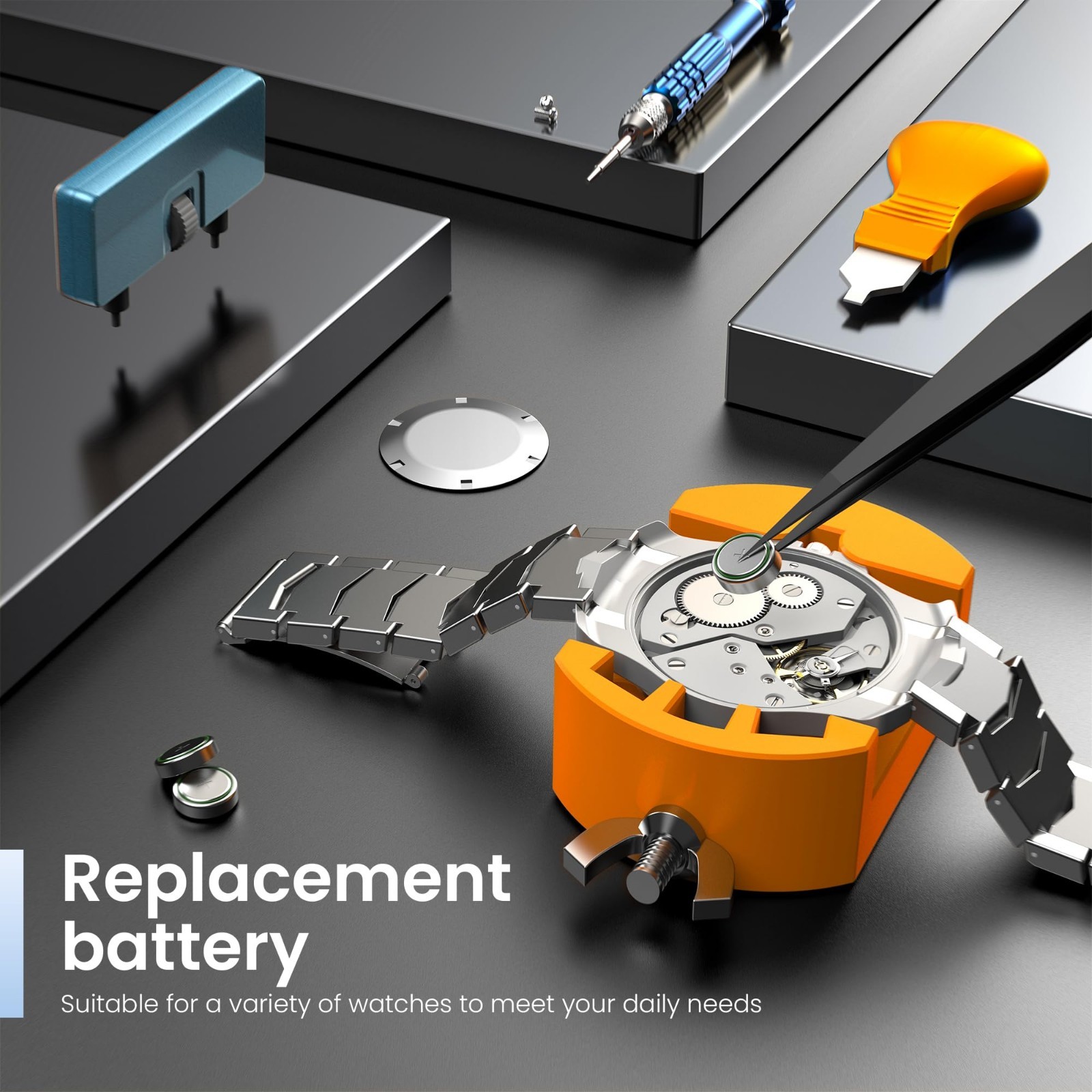 Watch Repair Kit – Battery Replacement, Link Removal, Resizing Tools, Opener & S