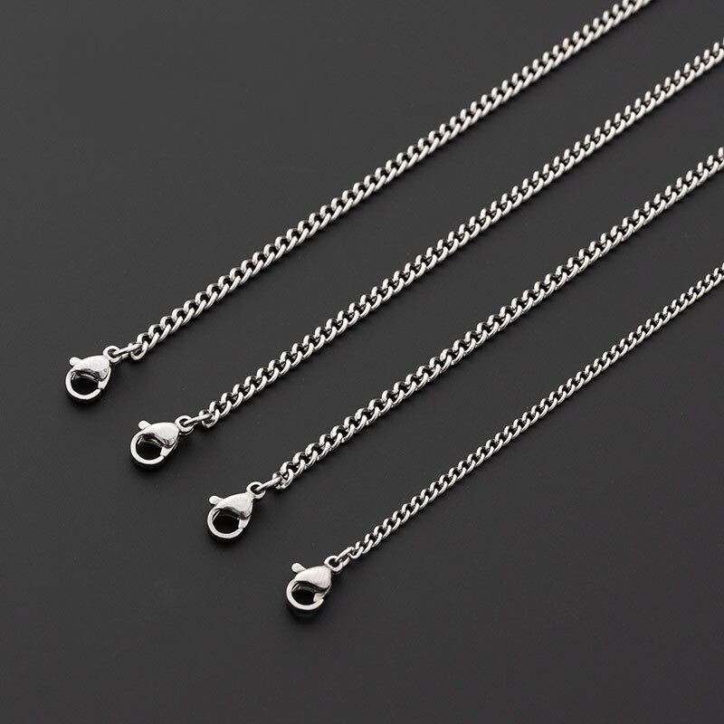 1.5/2/3/3.5/4.8/6/7/9mm Stainless Steel Curb Cuban Link Chain Woman Man 16-36”