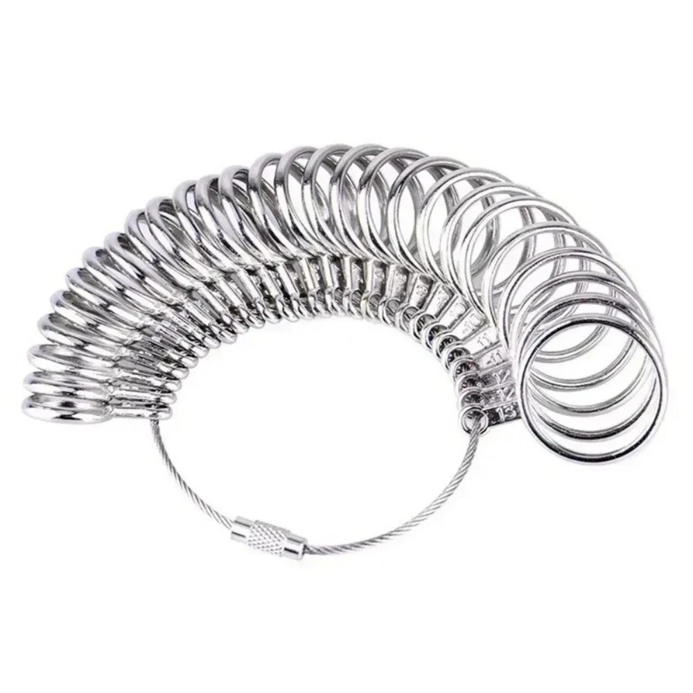Metal Ring Size Gauges Set Measuring Ring with Mandrel Sizer Finger Sizing HO