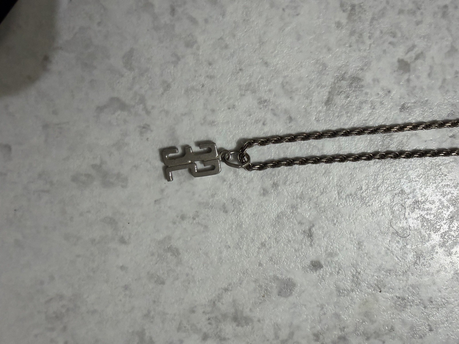 Silver Tone Rope Chain Necklace with Number Thirty Two 32 Charm Pendant