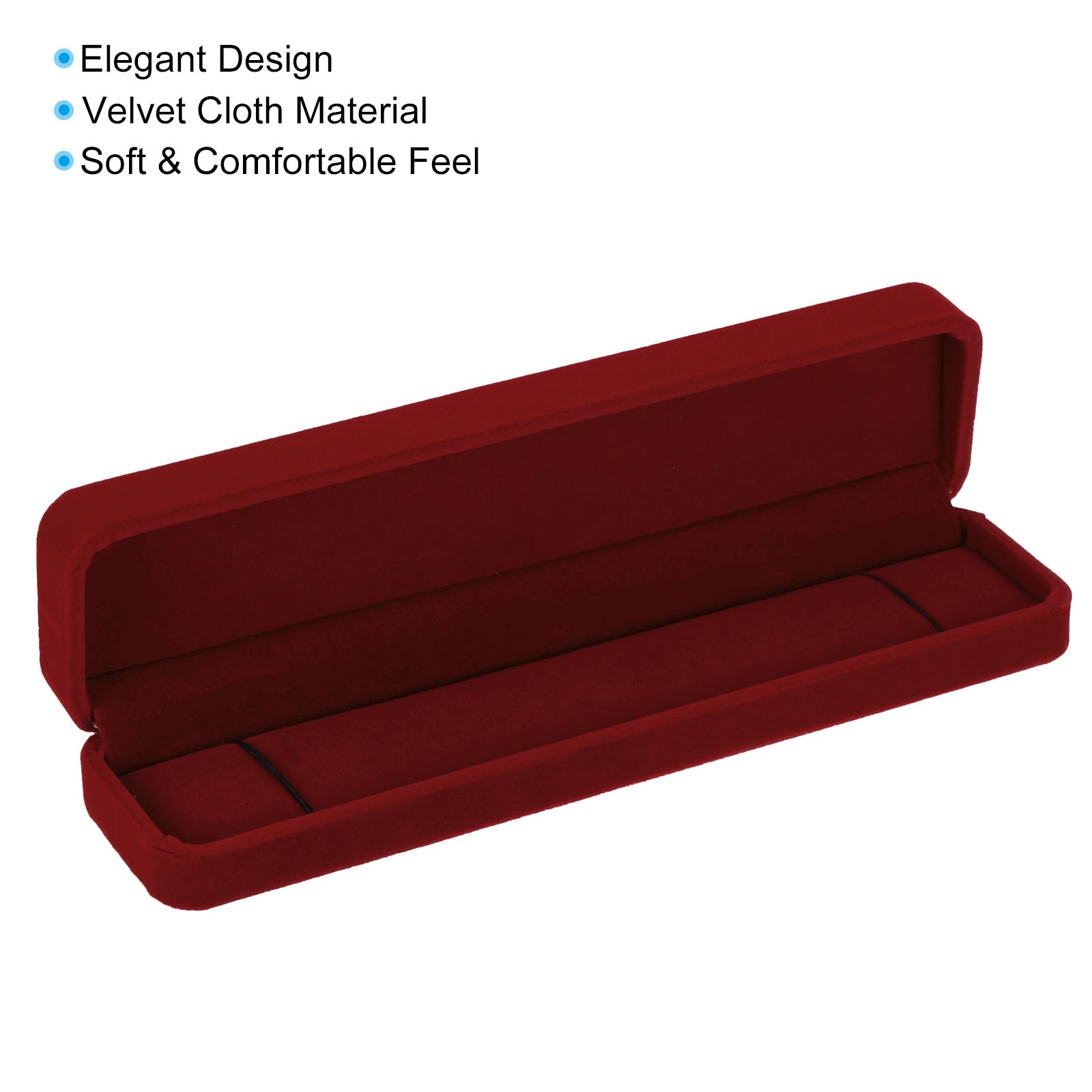 2pcs Velvet Necklace Box Single Slot Long Chain Jewelry Holder Style 2 Red
