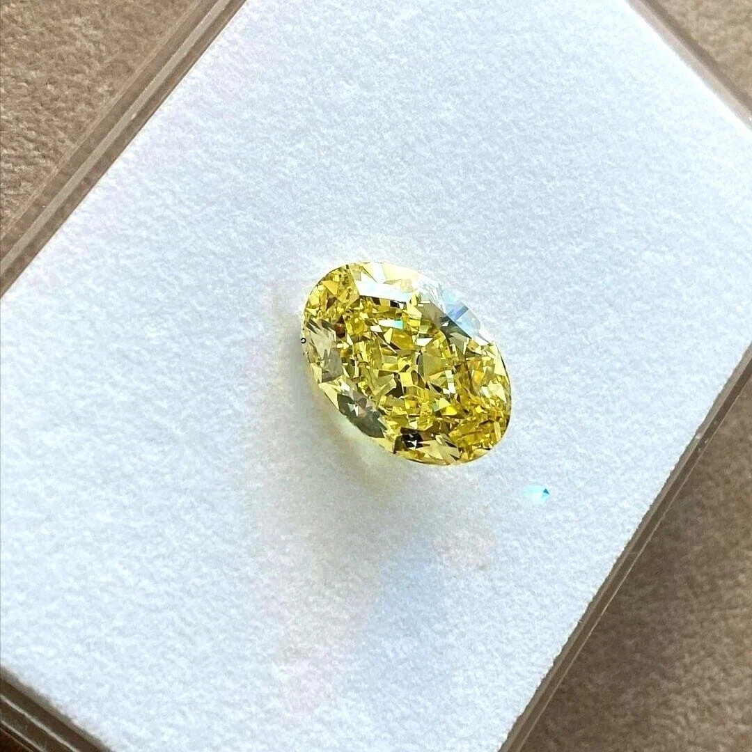 4 Ct Lab Grown Yellow Diamond Oval Cut VVS1 D Grade Certified Jewelry Gemstone