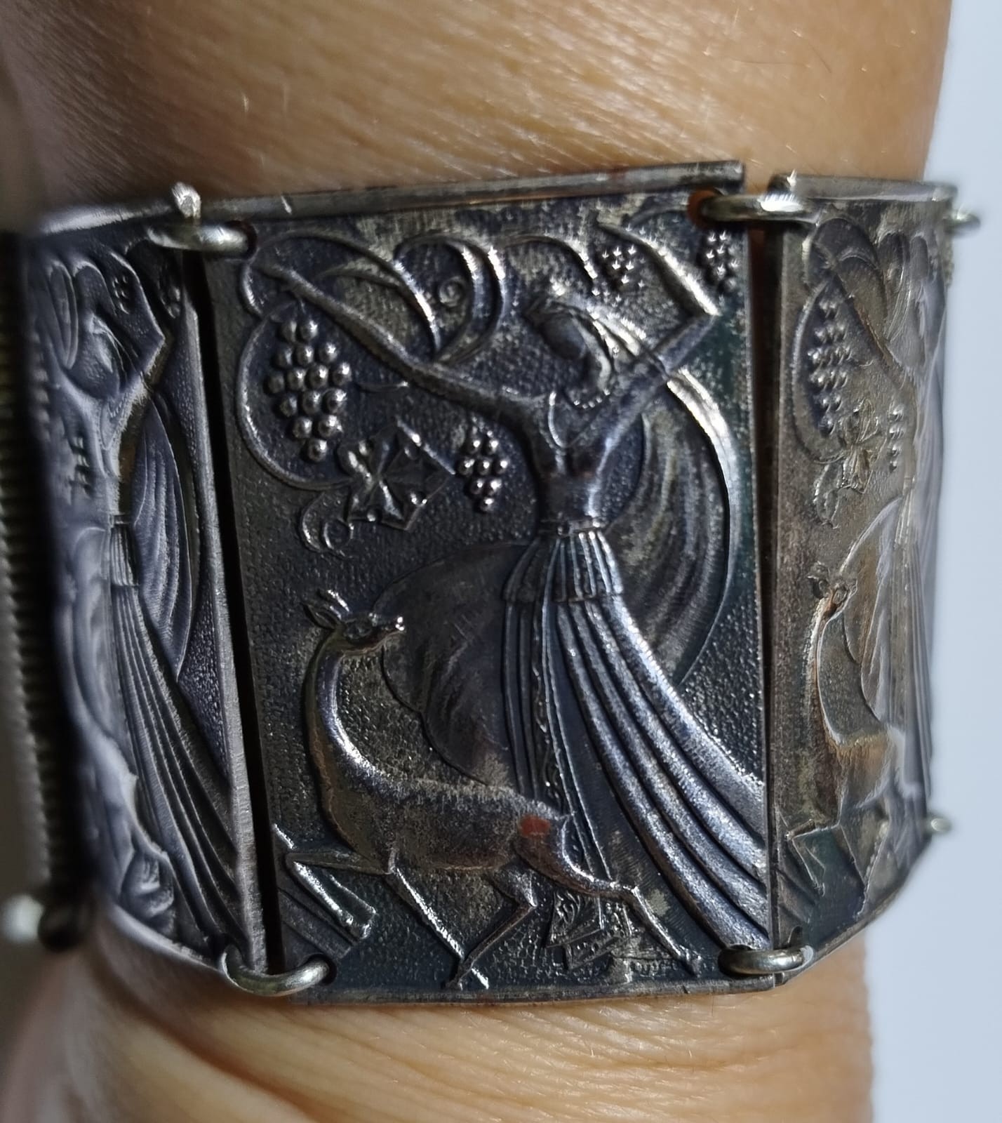 Armenian silver-plated metal bracelet, signed, 8 panels