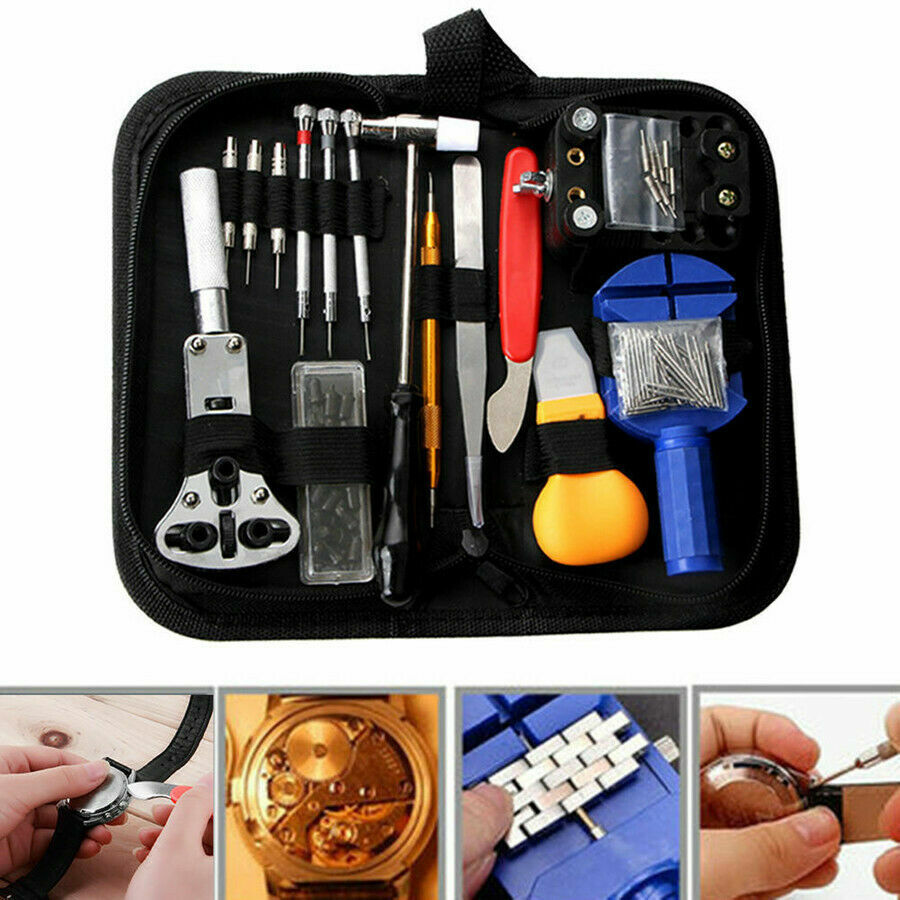 147PC Watch Battery Change Repair Tool Band Pin Remover Back Case Opener 55mm Ki