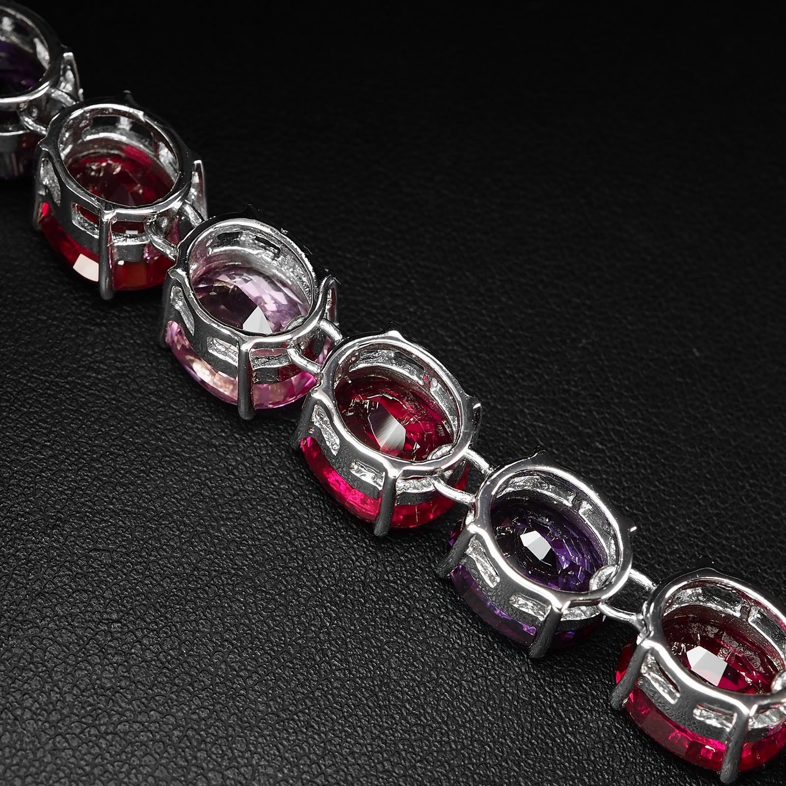 Sapphire Rubellite Tourmaline 108.50Ct 925 Sterling Silver White Gold Bracelets