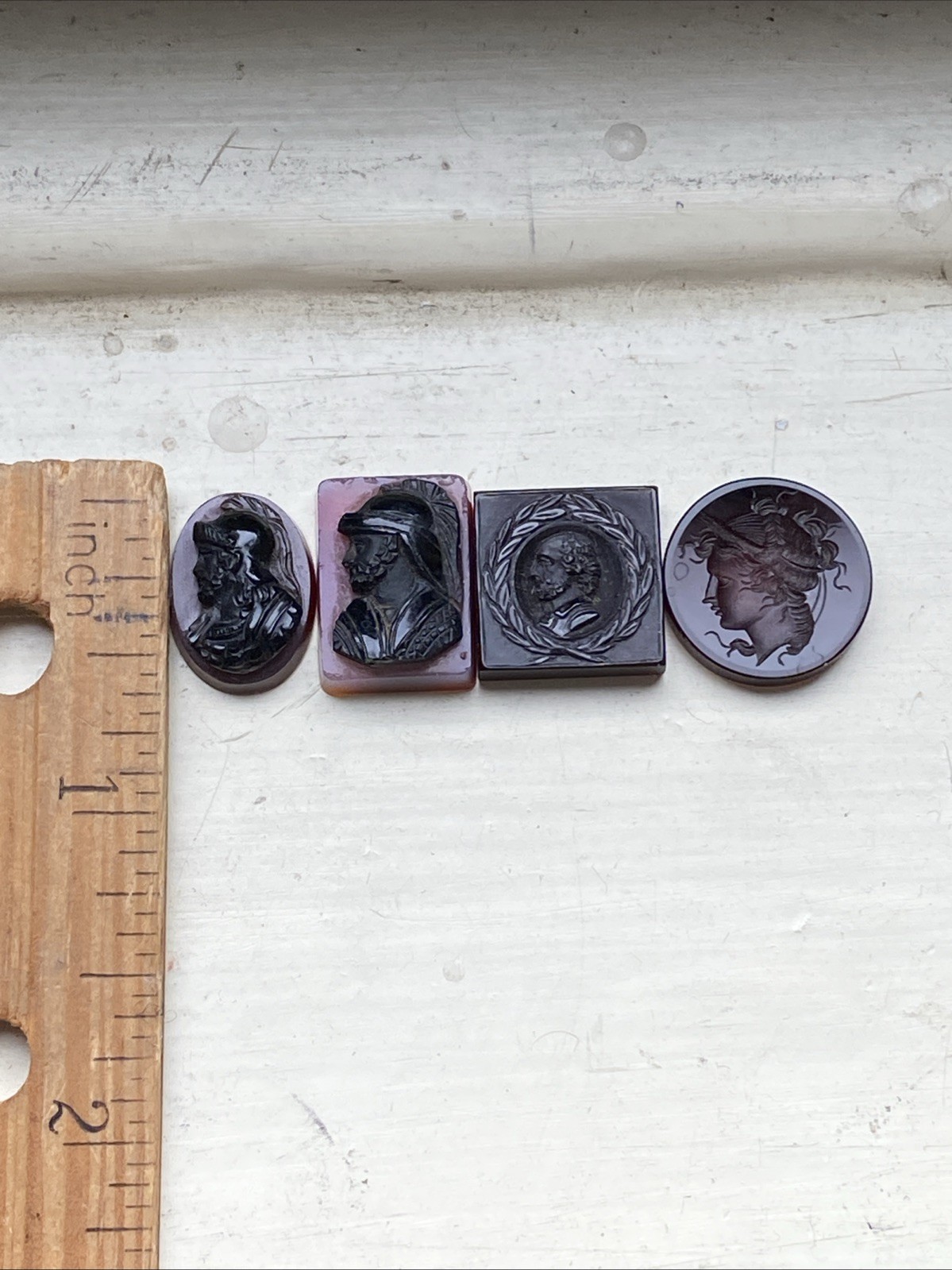 Carved Agate Cameo Intaglio Pieces Brown Black Purple Male Female Heads Jewelry