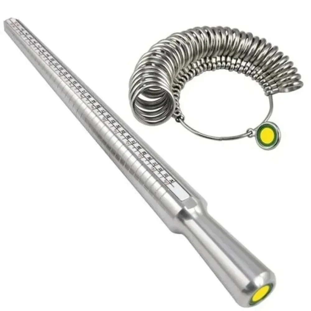 Metal Ring Size Gauges Set Measuring Ring with Mandrel Sizer Finger Sizing HO