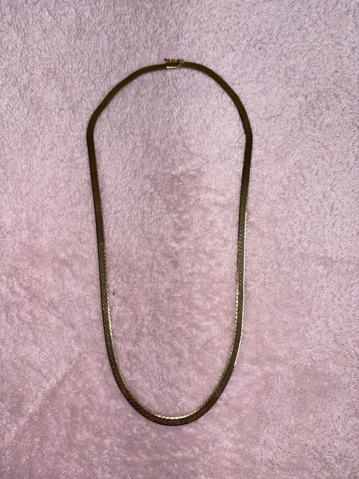 solid 14k yellow gold herringbone chain necklace