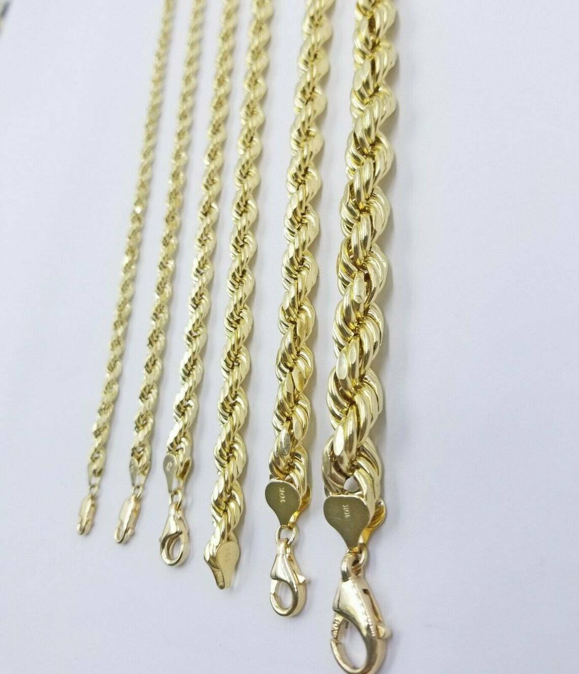 10k Yellow Gold Rope Chain Necklace 18″-30″ Men Women 4mm-10mm Real Gold Sale