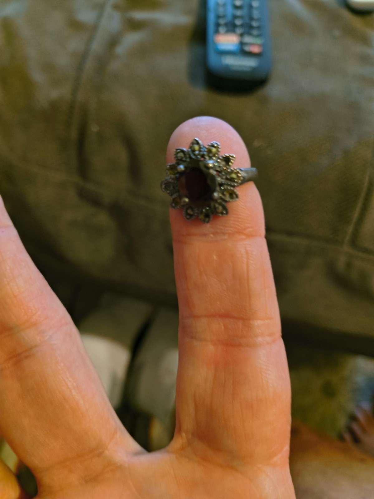 vintage ring with red garnet