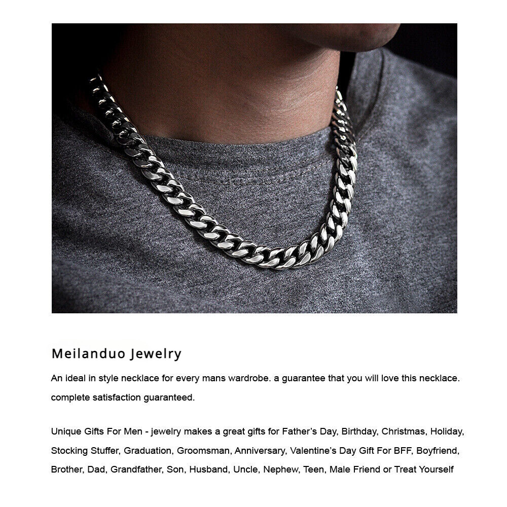 Solid 925 Sterling Silver Miami Cuban Link Chain Men’s Necklace 10mm 22″ 24″ 26″