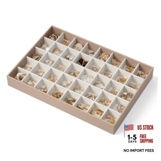 Stackable Jewelry Tray, Drawer Organizer, 40-Grid Display,| 40 40 Grids Toffee