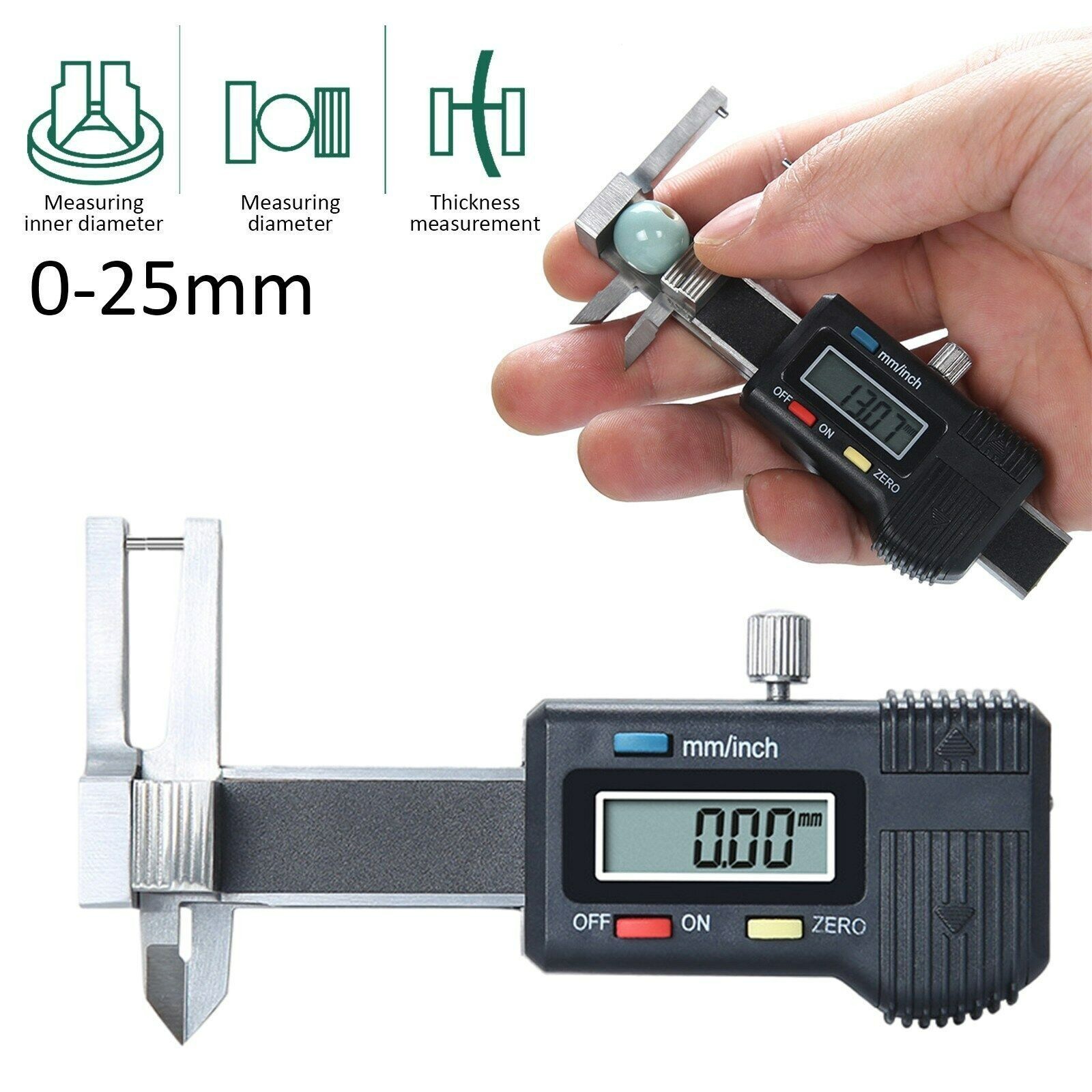 Digital LCD Jewelry Caliper Measuring Tool For Pearl Diameter Thickness 0-25mm