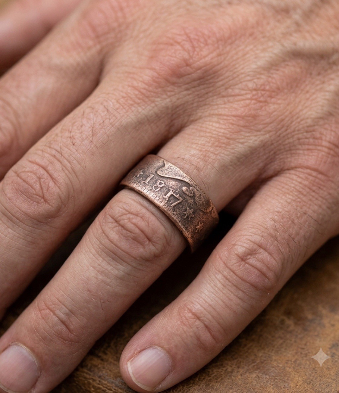 Unique 1817 United States of America Large Cent Coin Ring – Size 10.5