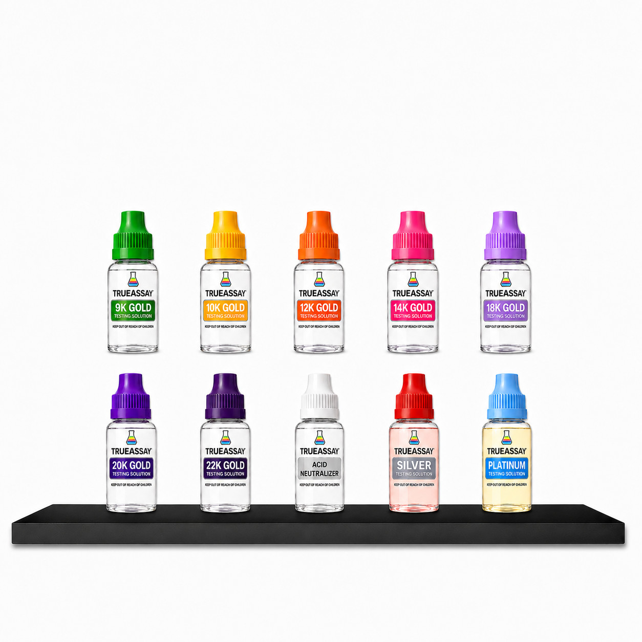 TRUEASSAY Gold Silver Platinum Jewelry Testing Kit w/ Stone Acid Test Solutions