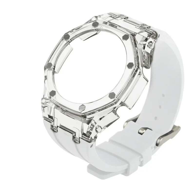 Transparent Case Bezel With Rubber Band Strap Mod Kit For Casio GA2100/GA2110