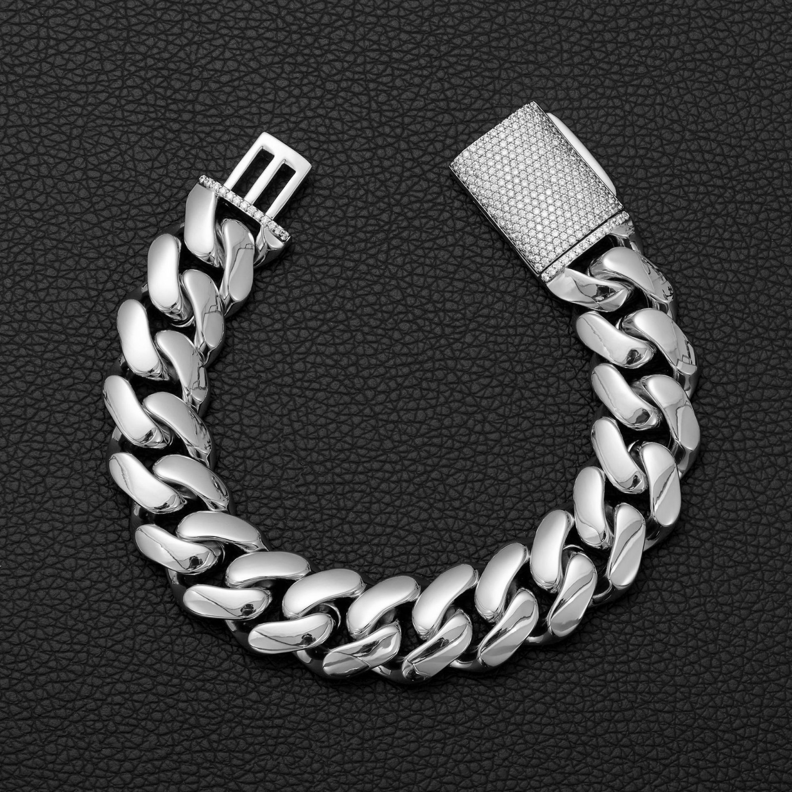 8-22MM Stainless Steel Miami Hip Hop Cuban Chain Necklace Bracelet CZ Clasp