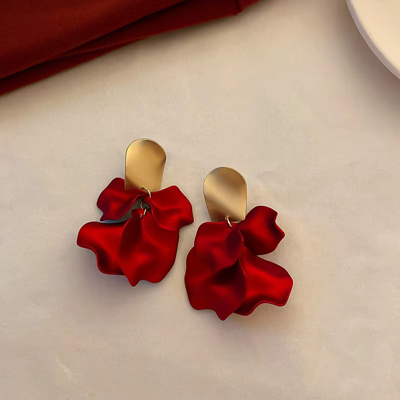 Multicolor Acrylic Flower Drop Dangle Earrings for Women Petal Pendant Fashion