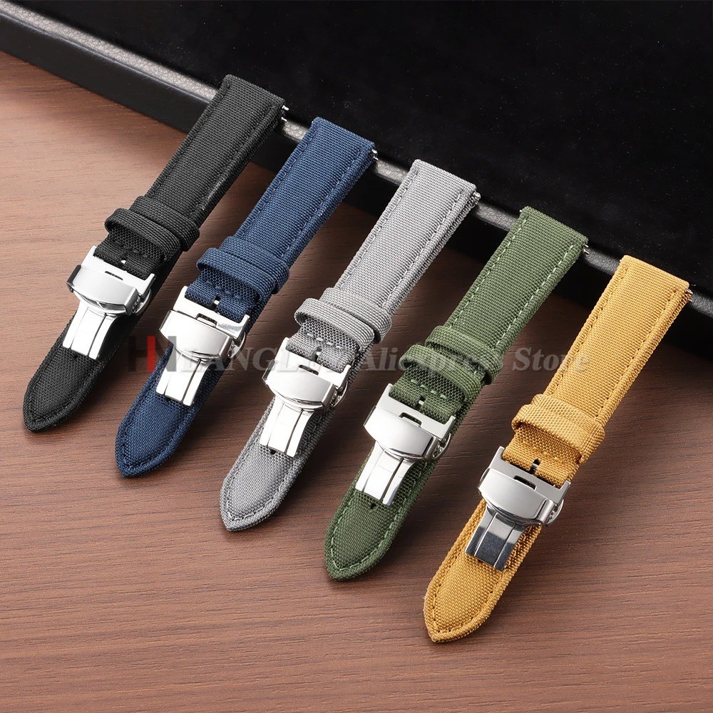 Quick Release Sailcloth Nylon Watch Strap 20mm 22mm Butterfly Buckle Waterproof