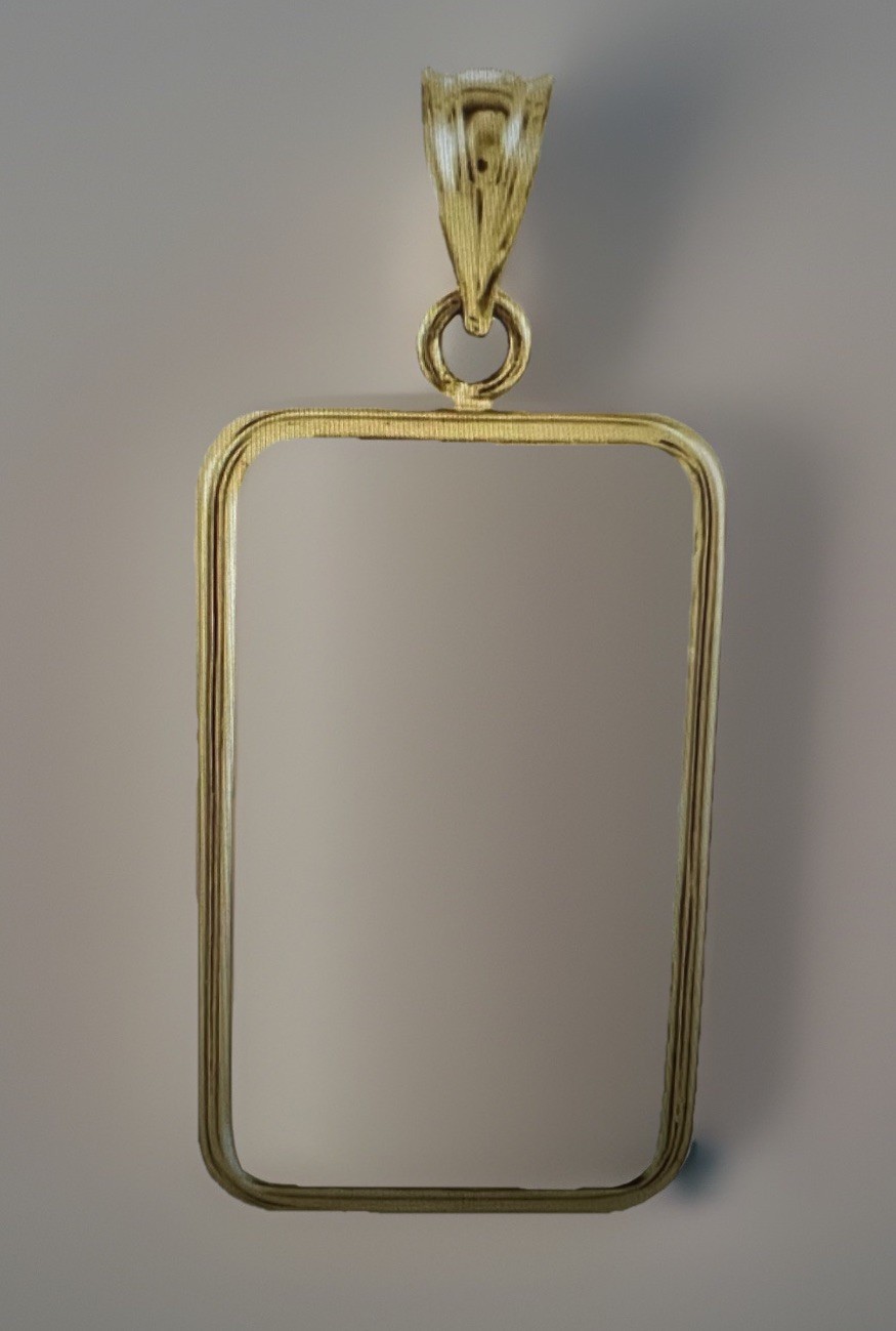 14k Yellow Gold Bezel For Credit Suisse 2.5 Gram Gold Bar 22mm x 13mm