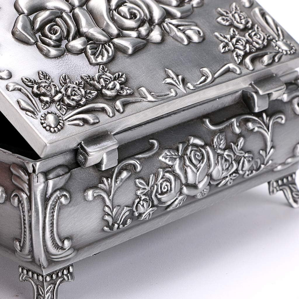 Vintage Metal Jewelry Box Small Trinket Jewelry Storage Box for Rings Earrings N