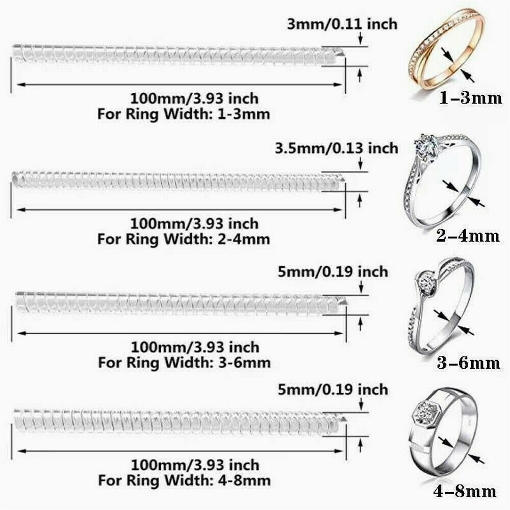 16Pcs Ring Size Adjuster Invisible Clear Ring Sizer Jewelry Fit Reducer Guard US