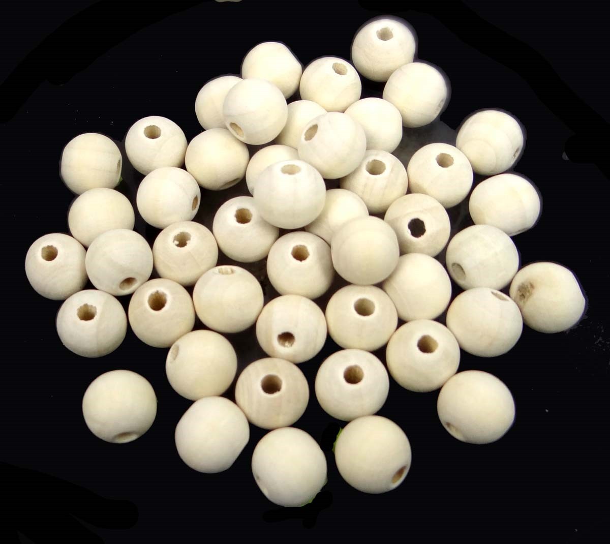 12x10mm Antique / off White Wood Round Beads natural undyed 16″