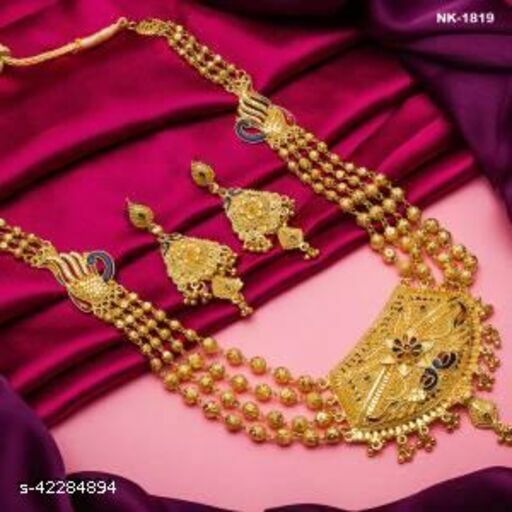 Gold Plated Indian Designer Beautiful Necklace earrings Party Fashion Set Bridal