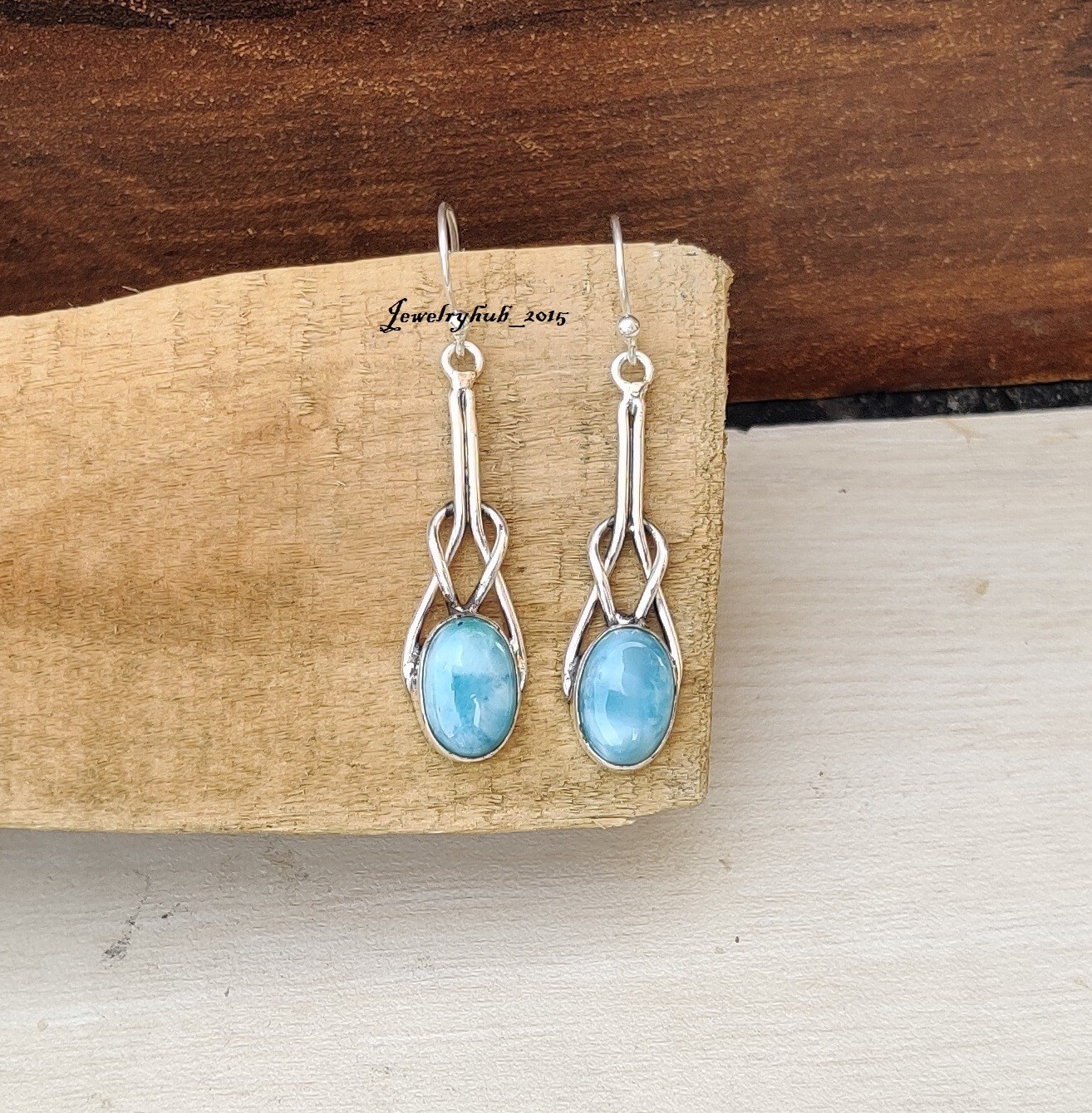 Natural Larimar Gemstone Earring 925 Sterling Silver Amazing Gift Jewelry MO2180