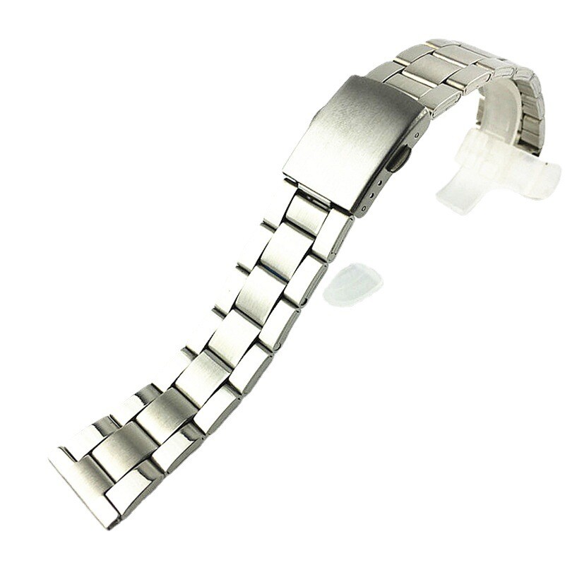 Brushed Stainless Steel Watch Band Aircraft Buckle Strap 18 20 22mm Universal
