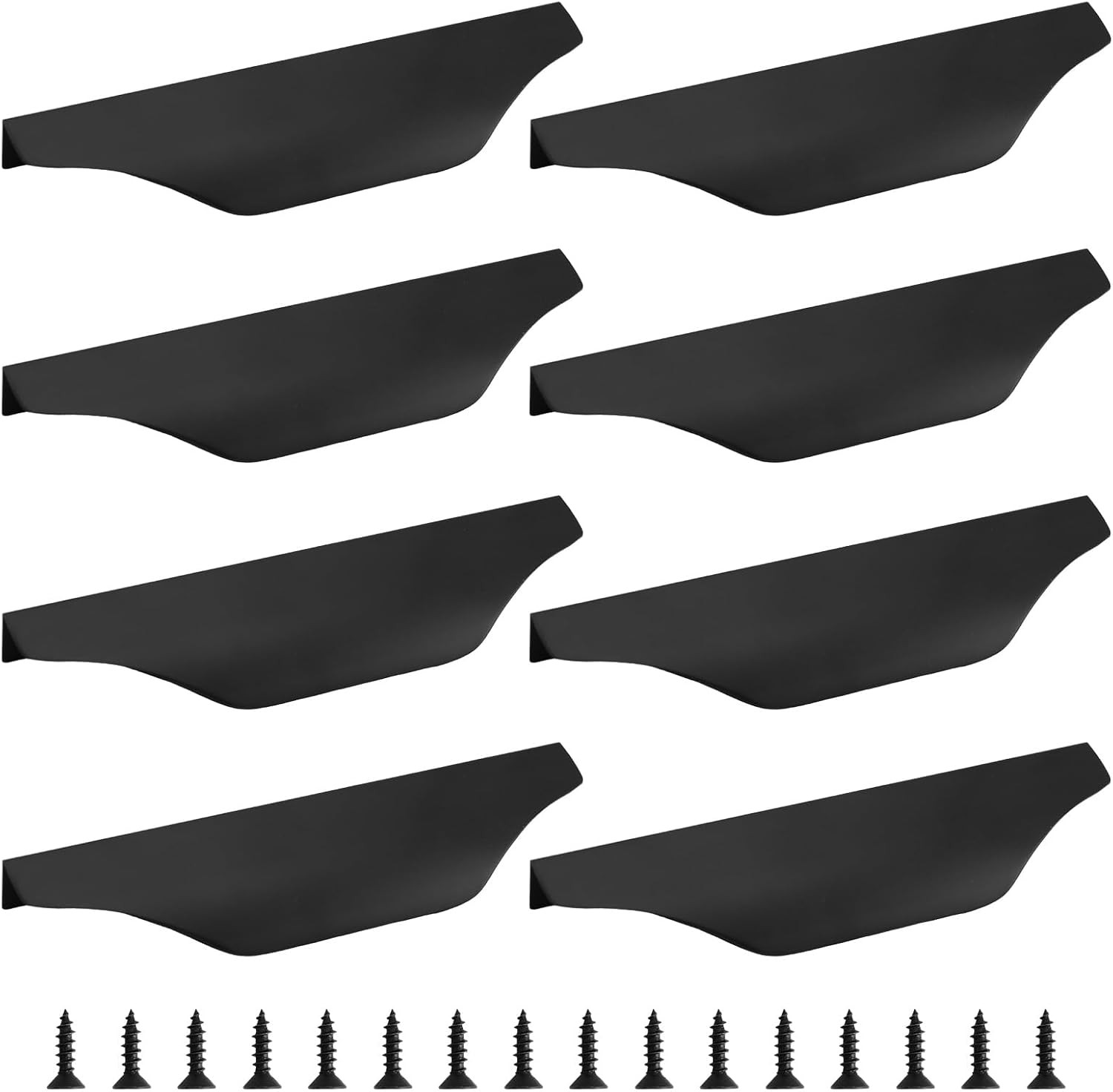 8Pcs Black Aluminum Alloy Modern Elegant Finger Pulls 150Mm X 41Mm 1Mm with Scre
