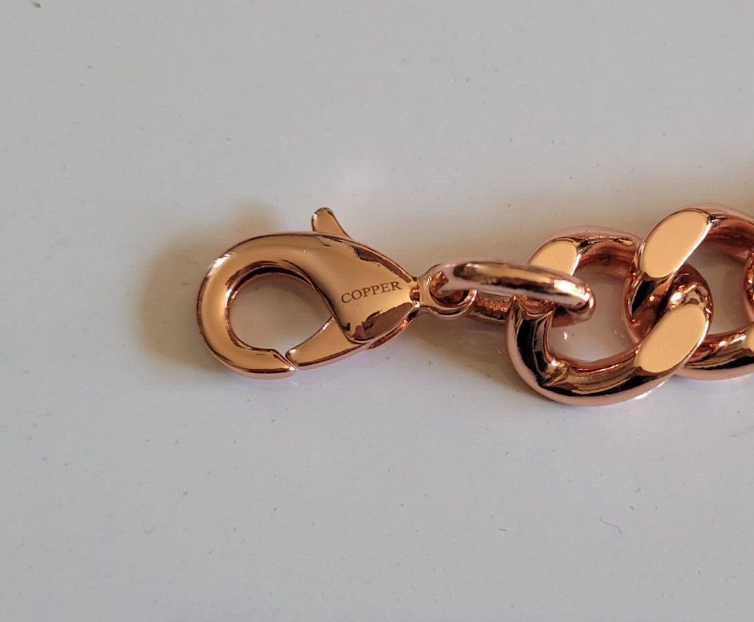 Pure Solid Copper Cuban Curb Chain Link 158gr Heavy 12mm 24″ Chunky Necklace