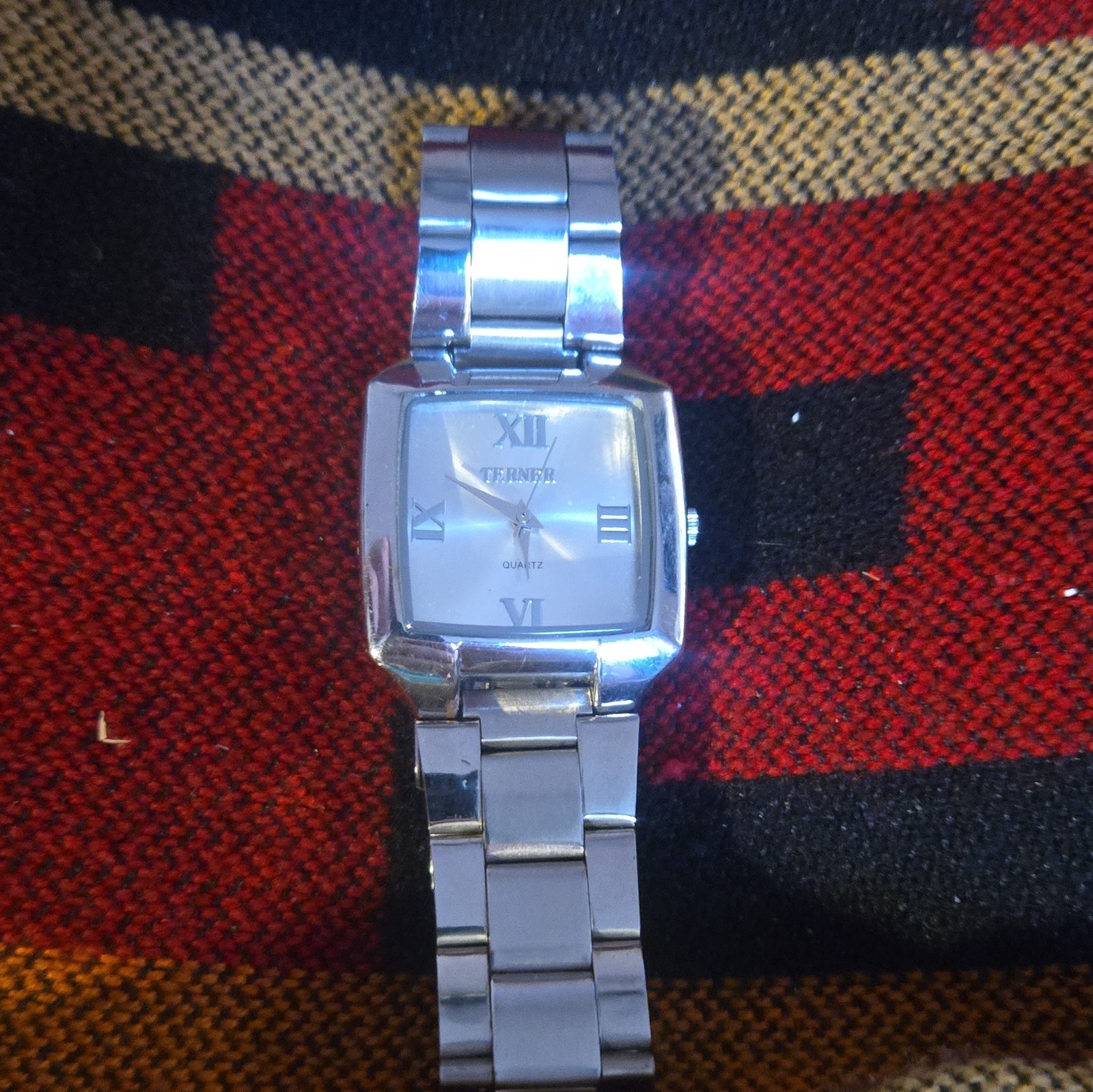 Terner Quartz Analog Watch Square Case Roman Dial SS Bracelet