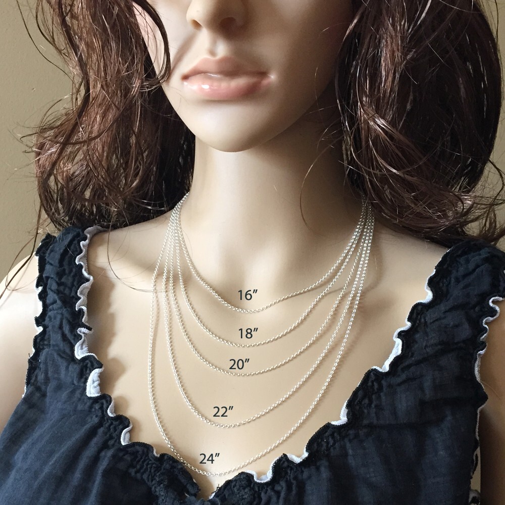 Sterling Silver Rolo Necklace Chain 2mm, 16 to 36 inch. Ready for Pendant