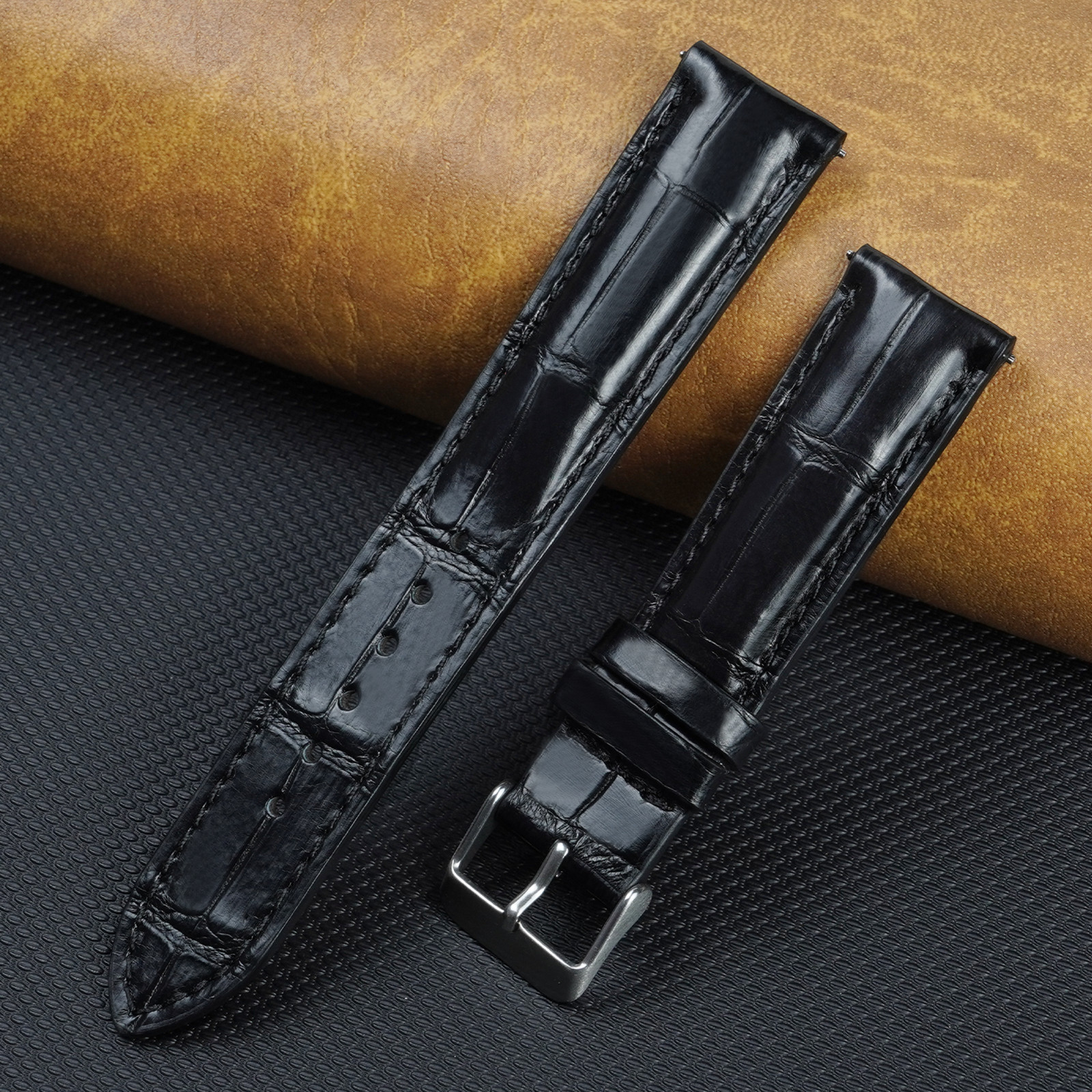 Genuine Crocodile Leather Watch Band Men Crocodile Watch Strap Quick Release